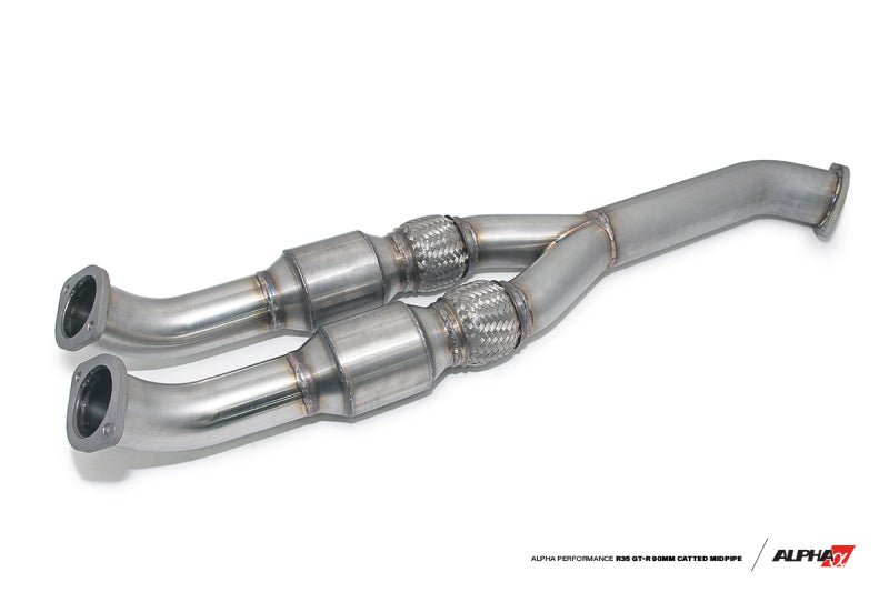 AMS Performance Alpha 90mm Midpipe w/Race Cats 90mm Exit (09+ Nissan GT - R R35) - AMS