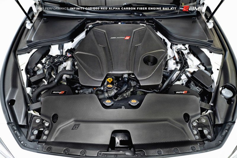 AMS Performance Alpha Matte Carbon Engine Cover (Infiniti Q60/Q50) - AMS