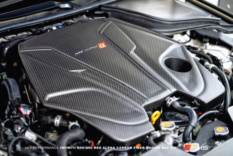 AMS Performance Alpha Matte Carbon Engine Cover (Infiniti Q60/Q50) - AMS