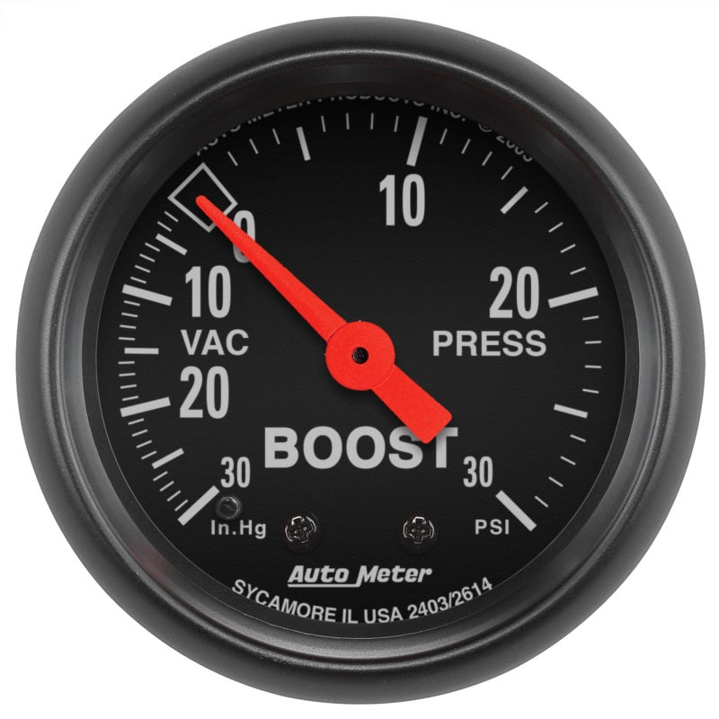 Autometer Z Series 52mm 30 In Hg. - Vac. / 30 PSI Boost / Vacuum Gauge - AutoMeter