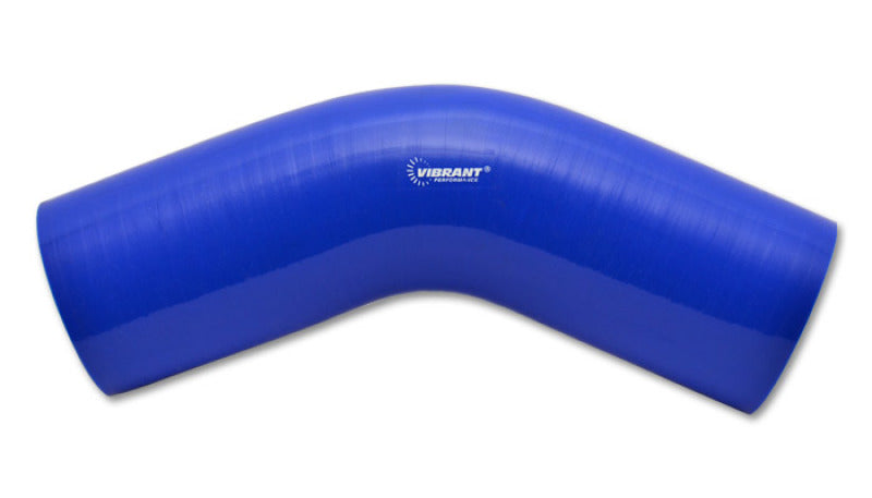 Vibrante codo de 45 grados de silicona azul brillante de 3,25 pulgadas de diámetro interior x 4 pulgadas de largo