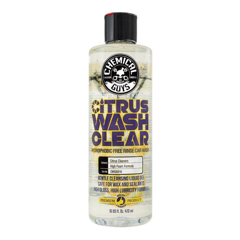 Chemical Guys Citrus Wash Jabón para lavado de autos con enjuague libre hidrofóbico transparente - 16 oz (P6)