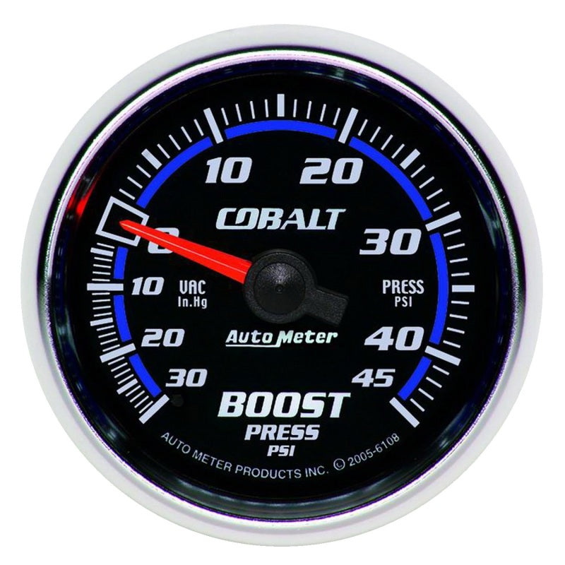 Autometer Cobalt 52mm 45psi Medidor de presión de vacío