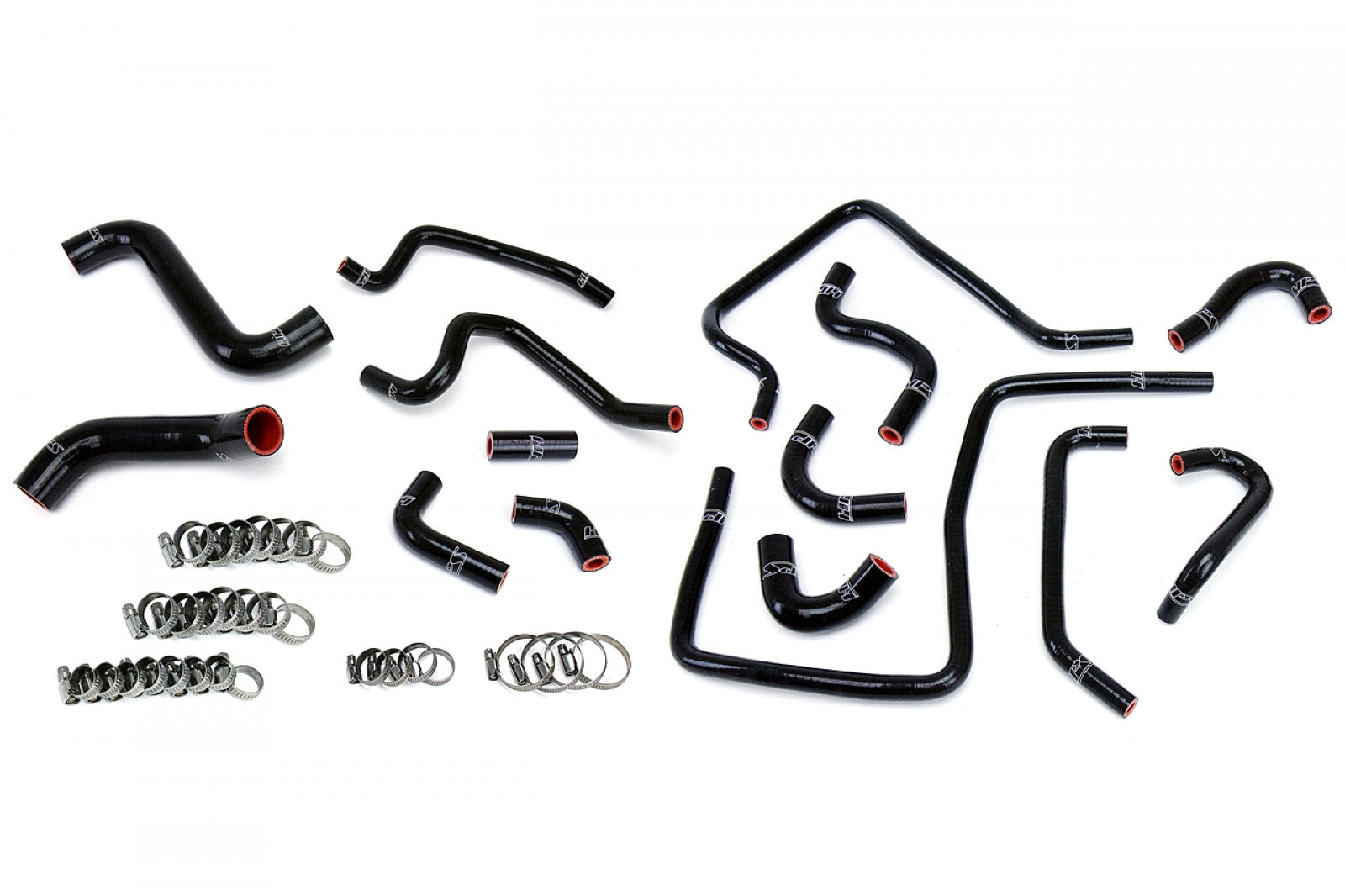 HPS Kit de radiador, calentador y manguera auxiliar de silicona reforzada negra para Subaru 02-03 Impreza WRX 2.0L Turbo