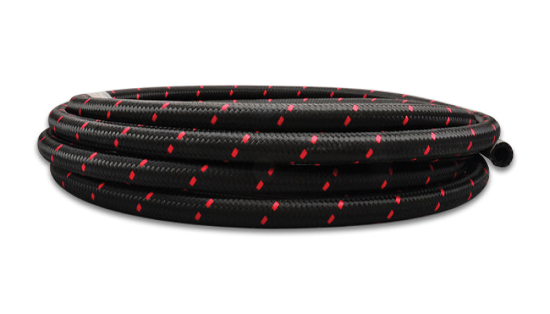 Vibrante -4 AN Manguera flexible trenzada de nailon negro/rojo de dos tonos (rollo de 2 pies)