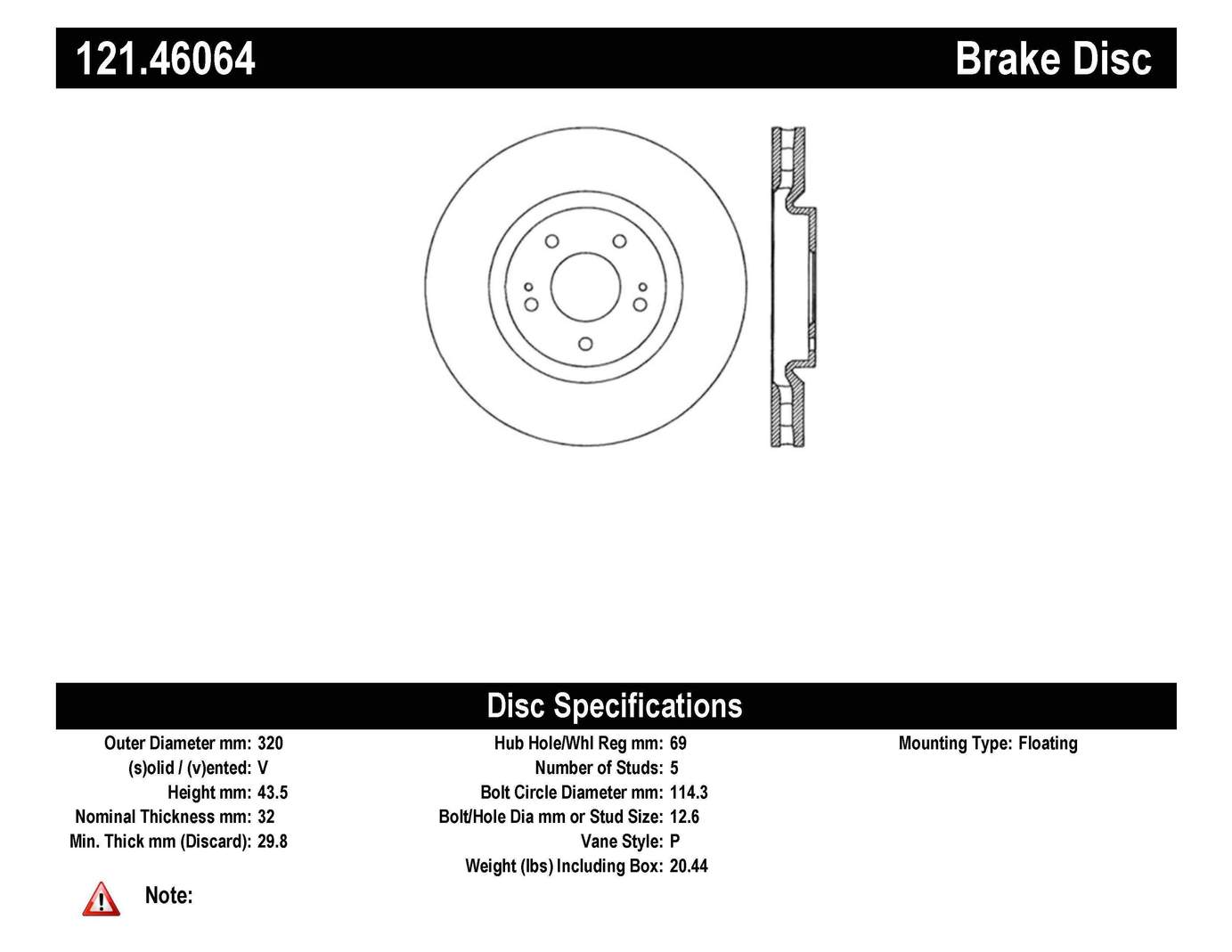 Centric C-TEK Standard Front Brake Rotor (Evo 8/9)