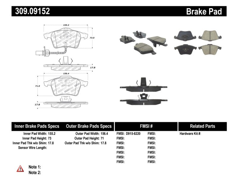 StopTech Performance Front Brake Pads (07-09 Mazda 3)