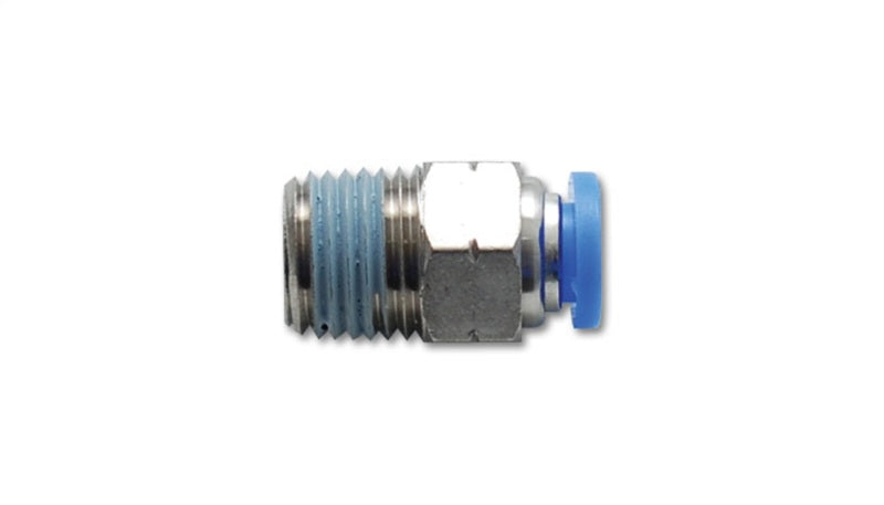 Conector de vacío neumático recto macho vibrante, rosca NPT de 1/8 pulg. para uso con tubos de 3/8 pulg. y 9,5 mm de diámetro exterior