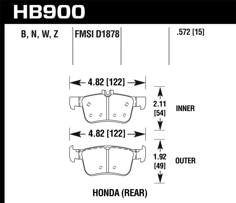 Hawk Performance DTC - 30 Rear Brake Pads (16 - 21 Honda Civic) - Hawk Performance