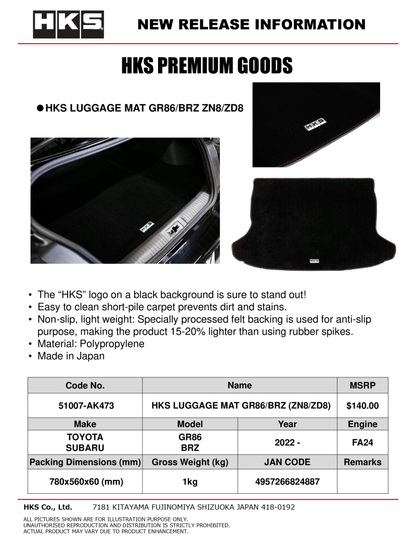 HKS Trunk Mat (2022 BRZ/GR86) - HKS