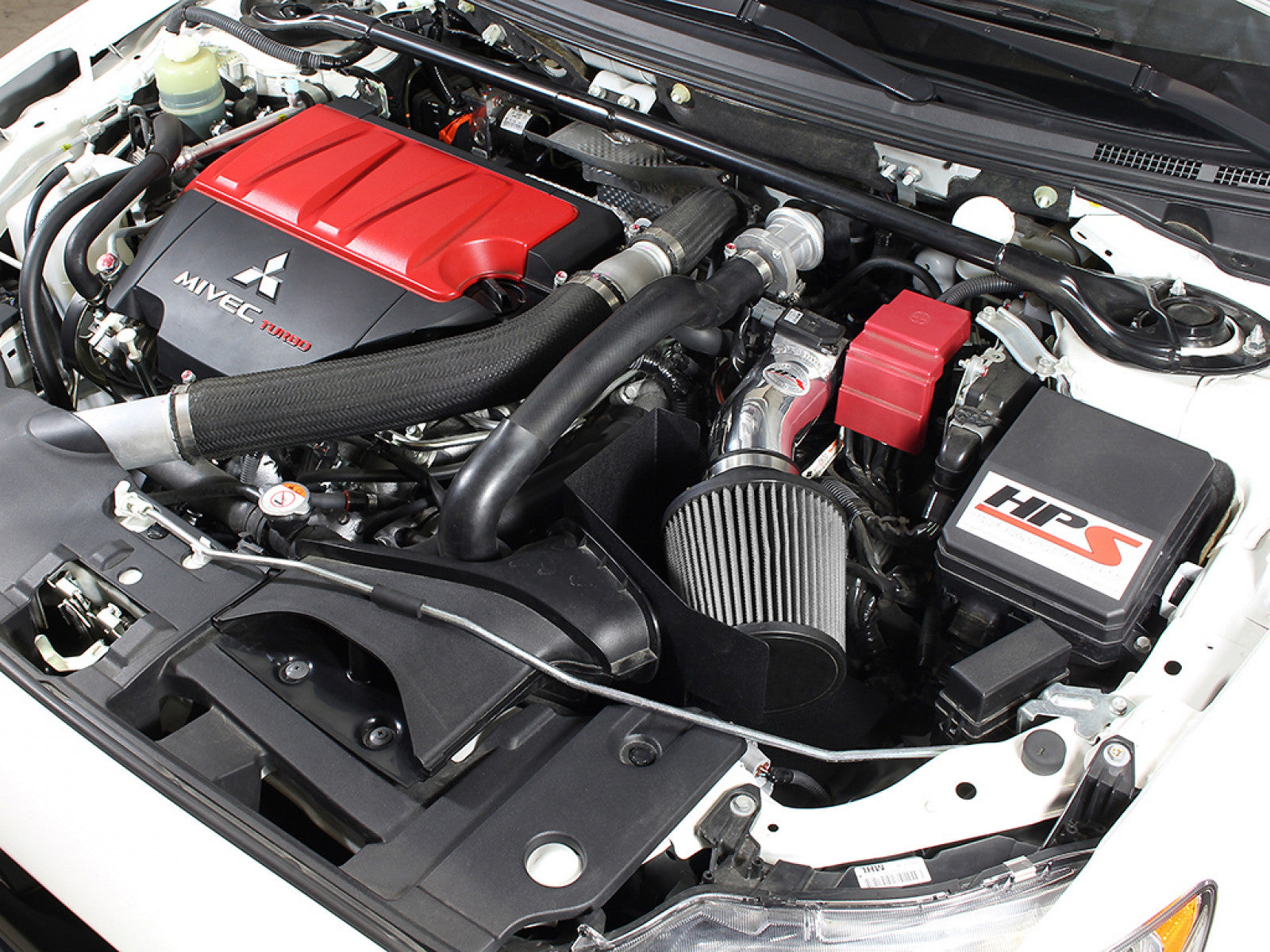 HPS Performance Kit de admisión de aire frío rojo para Mitsubishi Lancer EVO X 2.0L 08-15