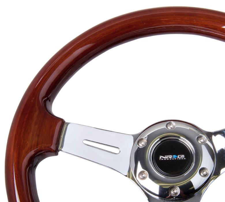 NRG Wood Steering Wheel w/ Chrome Center - JD Customs U.S.A
