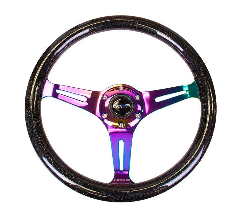 NRG Galaxy Wood Steering Wheel w/ NeoChrome Center - JD Customs U.S.A