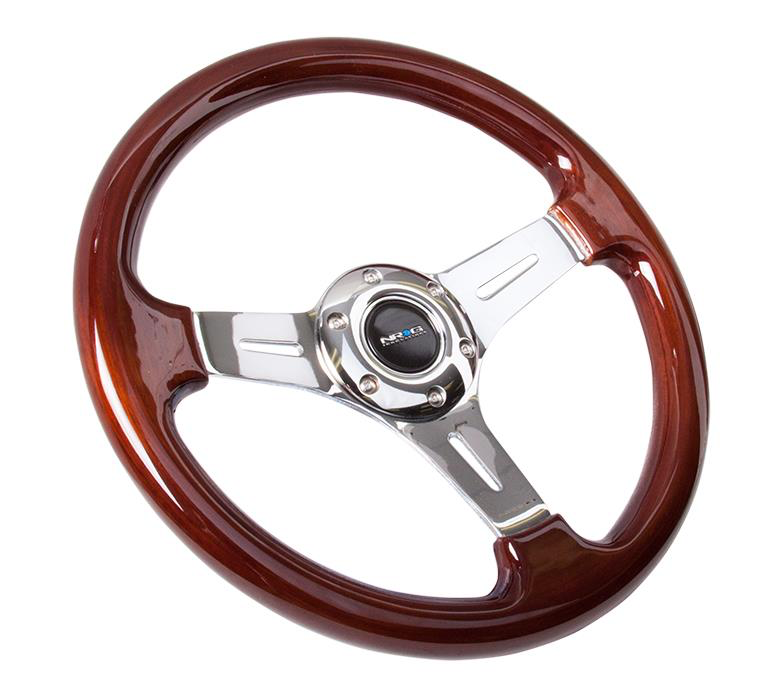 NRG Wood Steering Wheel w/ Chrome Center - JD Customs U.S.A