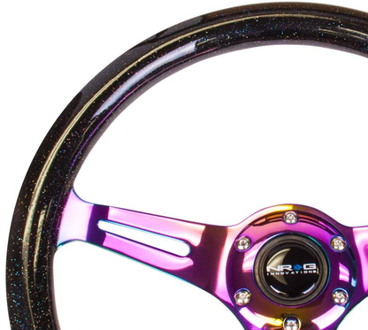 NRG Galaxy Wood Steering Wheel w/ NeoChrome Center - JD Customs U.S.A