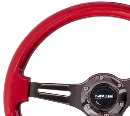 NRG Red Wood Steering Wheel w/ Black Center - JD Customs U.S.A