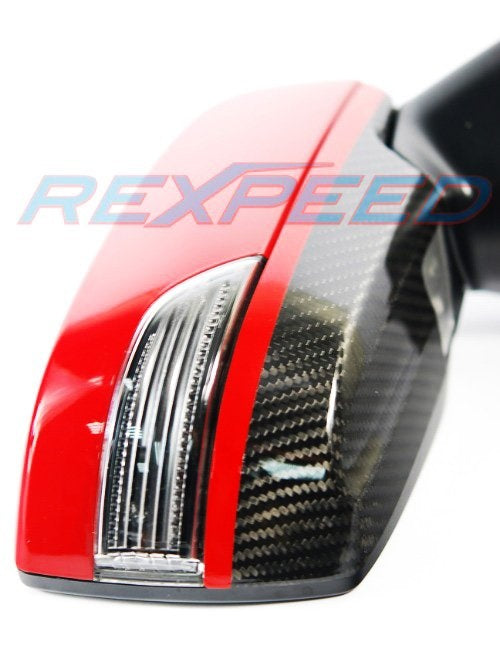 Rexpeed Dry Carbon Lower w/ Red Line Mirror Covers (15-20 WRX/STI)