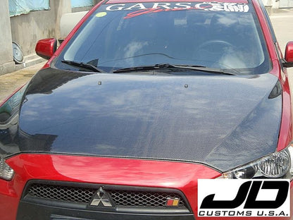 JDC OEM Lancer Style Carbon Fiber Hood (Evo X) - JDC Body