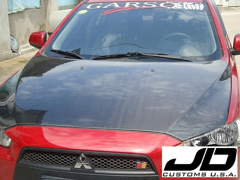 JDC OEM Lancer Style Carbon Fiber Hood (Evo X) - JDC Body