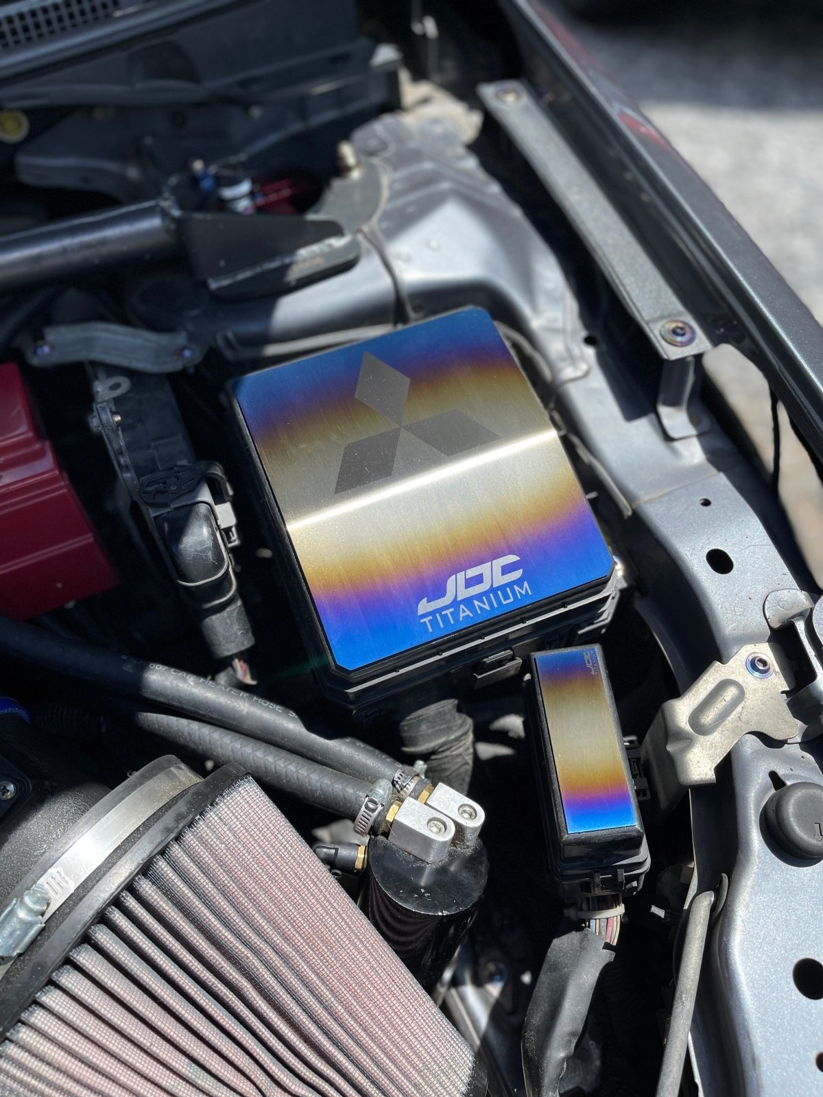 JDC Titanium Fuse Box & Relay Cover (Evo X) - JD Customs U.S.A