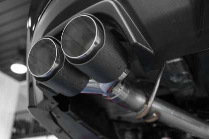 MBRP Race Version 3in Dual Split Rear Exit w/ 3.5in CF Tips - T304 (15 - 21 Subaru WRX 2.0L/STI 2.5L) - MBRP