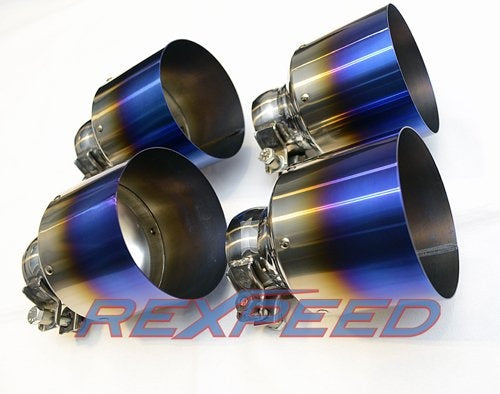Rexpeed Titanium Blue Exhaust Tips (R35 GT-R) - JD Customs U.S.A