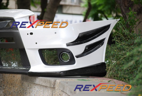 Cubierta de labio delantero de carbono Rexspeed V-Style (Evo X)
