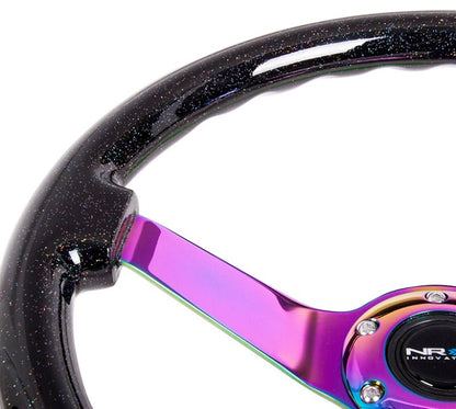 NRG Black Sparkle Steering Wheel w/ Neochrome Center (Universal) - NRG