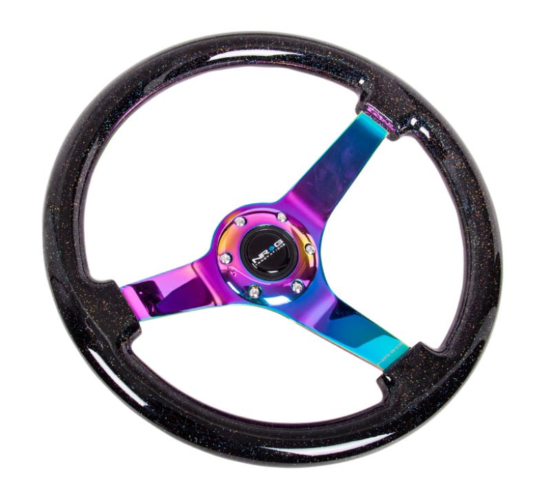 NRG Black Sparkle Steering Wheel w/ Neochrome Center (Universal) - NRG