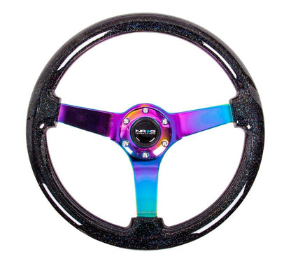 NRG Black Sparkle Steering Wheel w/ Neochrome Center (Universal) - NRG