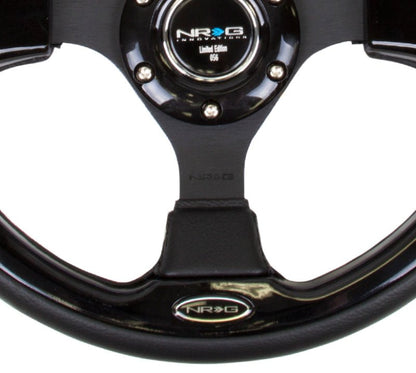 NRG Reinforced Steering Wheel (320mm) Black w/Gloss Black Trim (Universal) - NRG