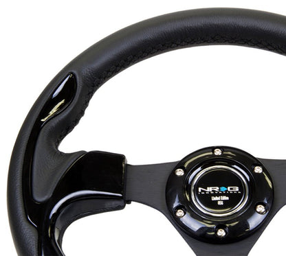 NRG Reinforced Steering Wheel (320mm) Black w/Gloss Black Trim (Universal) - NRG