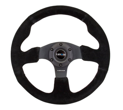 NRG Reinforced Steering Wheel (320mm) Suede w/Black Stitch (Universal) - NRG