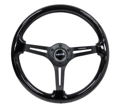 NRG Reinforced Steering Wheel Black Wood w/Black Matte Spoke/Black Center Mark (Universal) - NRG