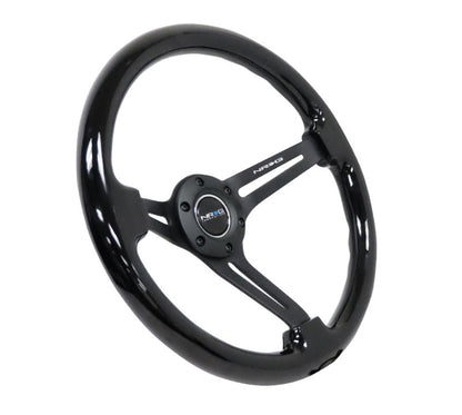 NRG Reinforced Steering Wheel Black Wood w/Black Matte Spoke/Black Center Mark (Universal) - NRG