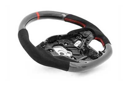 OLM Carbon Pro Steering Wheel Carbon Fiber and Alcantara with Red Stripe (MK5 Supra) - OLM