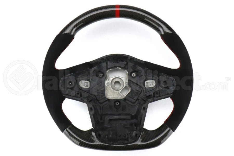 OLM Carbon Pro Steering Wheel Carbon Fiber and Alcantara with Red Stripe (MK5 Supra) - OLM