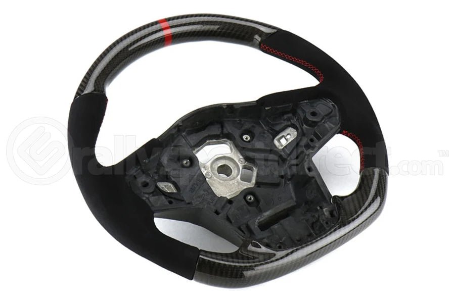 OLM Carbon Pro Steering Wheel Carbon Fiber and Alcantara with Red Stripe (MK5 Supra) - OLM