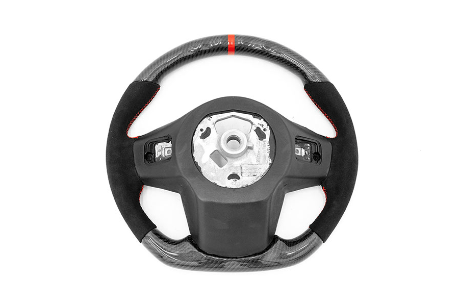 OLM Carbon Pro Steering Wheel Carbon Fiber and Alcantara with Red Stripe (MK5 Supra) - OLM