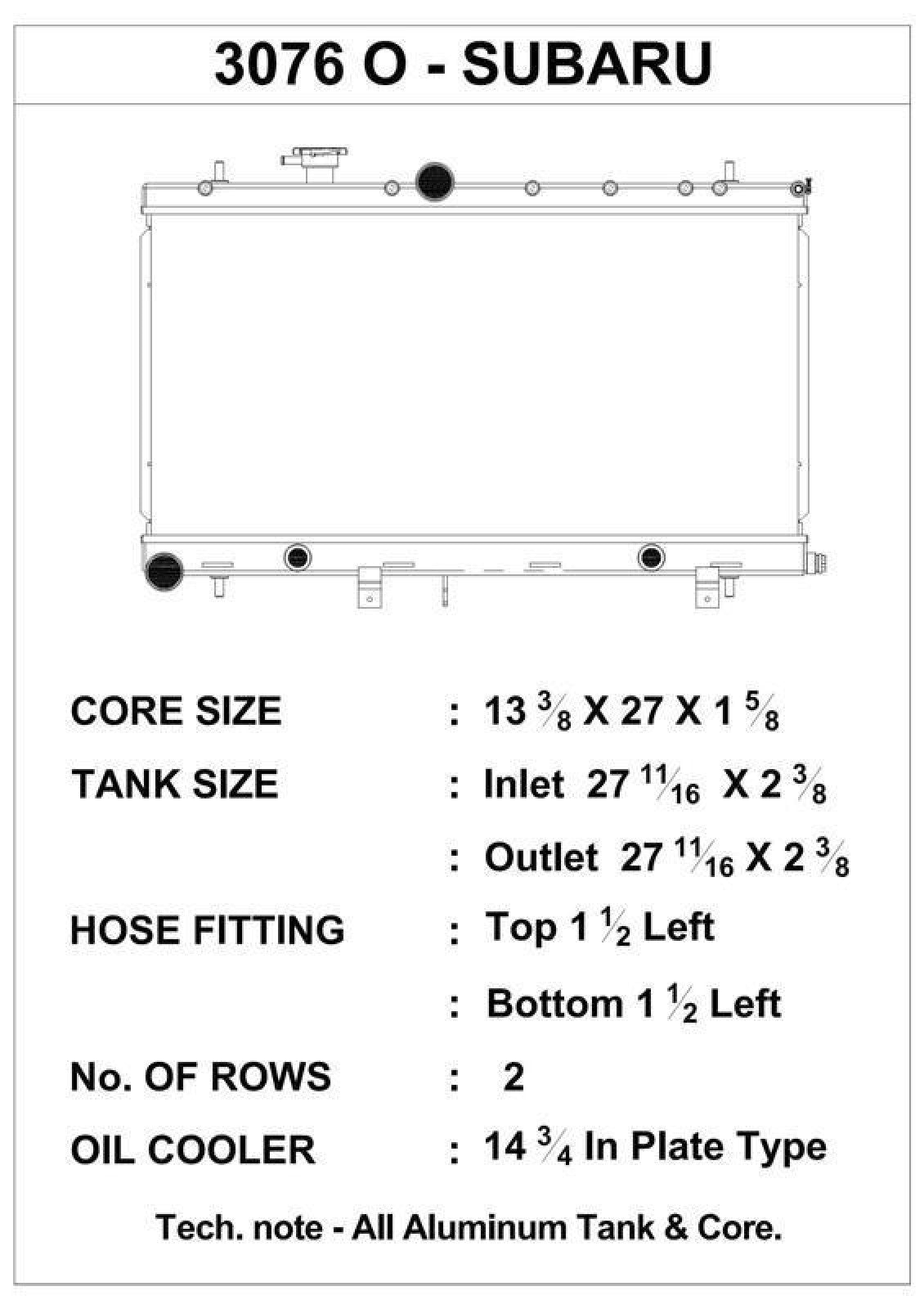 CSF 08-16 Subaru Impreza WRX/STI Radiador de aluminio con enfriador de aceite