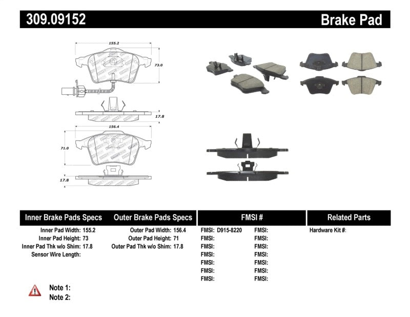 StopTech Performance Front Brake Pads (07 - 09 Mazda 3) - Stoptech