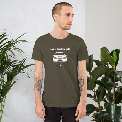 JDC「あなたの車はもう完成しましたか？いいえ」Tシャツ