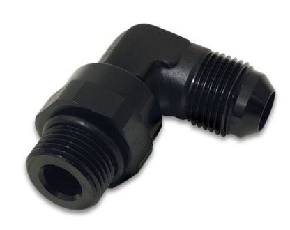 Vibrant - 10AN Male Flare to Male - 8 ORB Swivel 90 Degree Adapter - Anodized Black - Vibrant