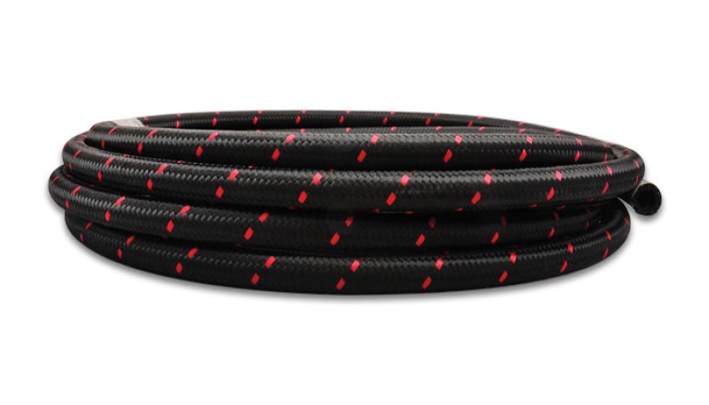 Vibrant - 12 AN Two - Tone Black/Red Nylon Braided Flex Hose (20 foot roll) - Vibrant