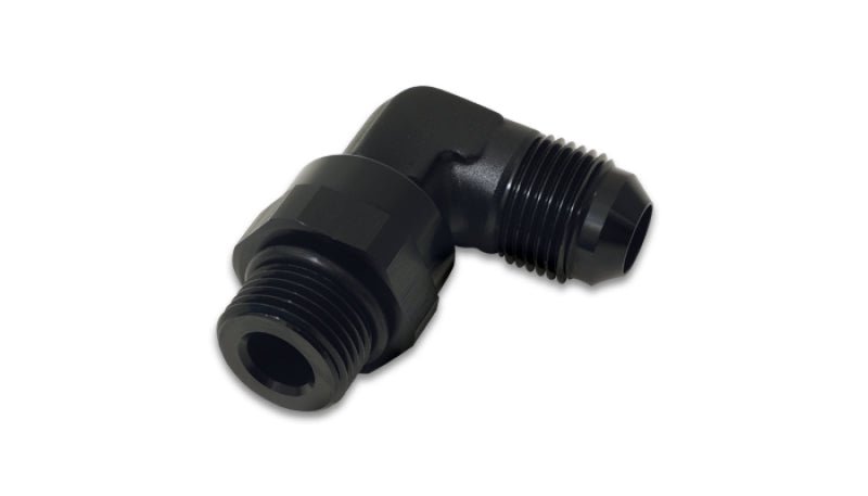 Vibrant - 12AN Male Flare to Male - 12AN ORB Swivel 90 Degree Adapter Fitting - Anodized Black - Vibrant