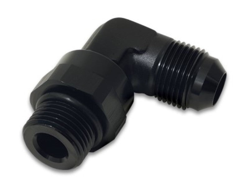 Vibrant - 12AN Male Flare to Male - 12AN ORB Swivel 90 Degree Adapter Fitting - Anodized Black - Vibrant