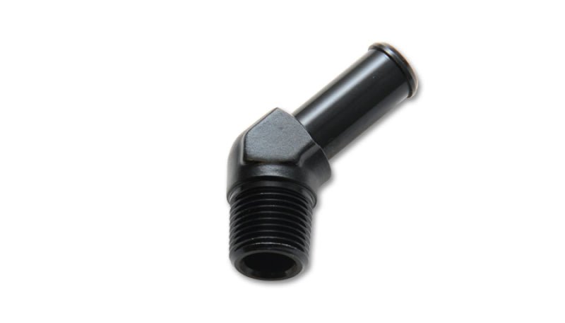 Vibrant 1/4 NPT to 3/8in Barb Straight Fitting 45 Deg Adapter - Aluminum - Vibrant