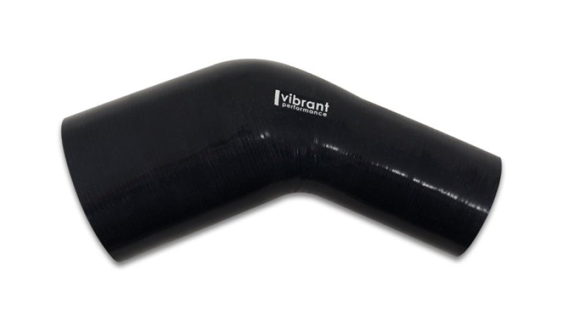 Vibrant 1.75in ID x 2in ID Gloss Black Silicone 45 Degree Transition Elbow - Vibrant