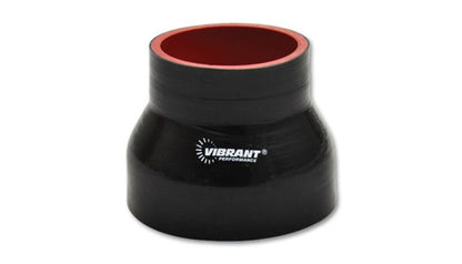 Vibrant 4 Ply Reinforced Silicone Transition Connector - 1.5in I.D. x 1.75in I.D. x 3in long (BLACK) - Vibrant