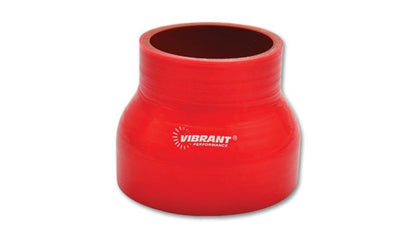 Vibrant 4 Ply Reinforced Silicone Transition Connector - 1.5in I.D. x 2in I.D. x 3in long (RED) - Vibrant